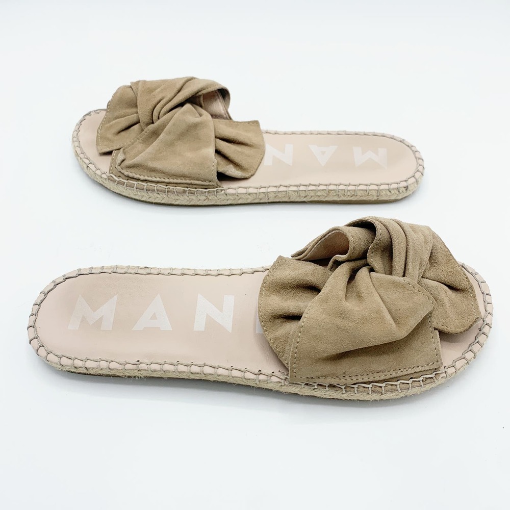 Manebi Suede Bow Espadrille Flat Sandals